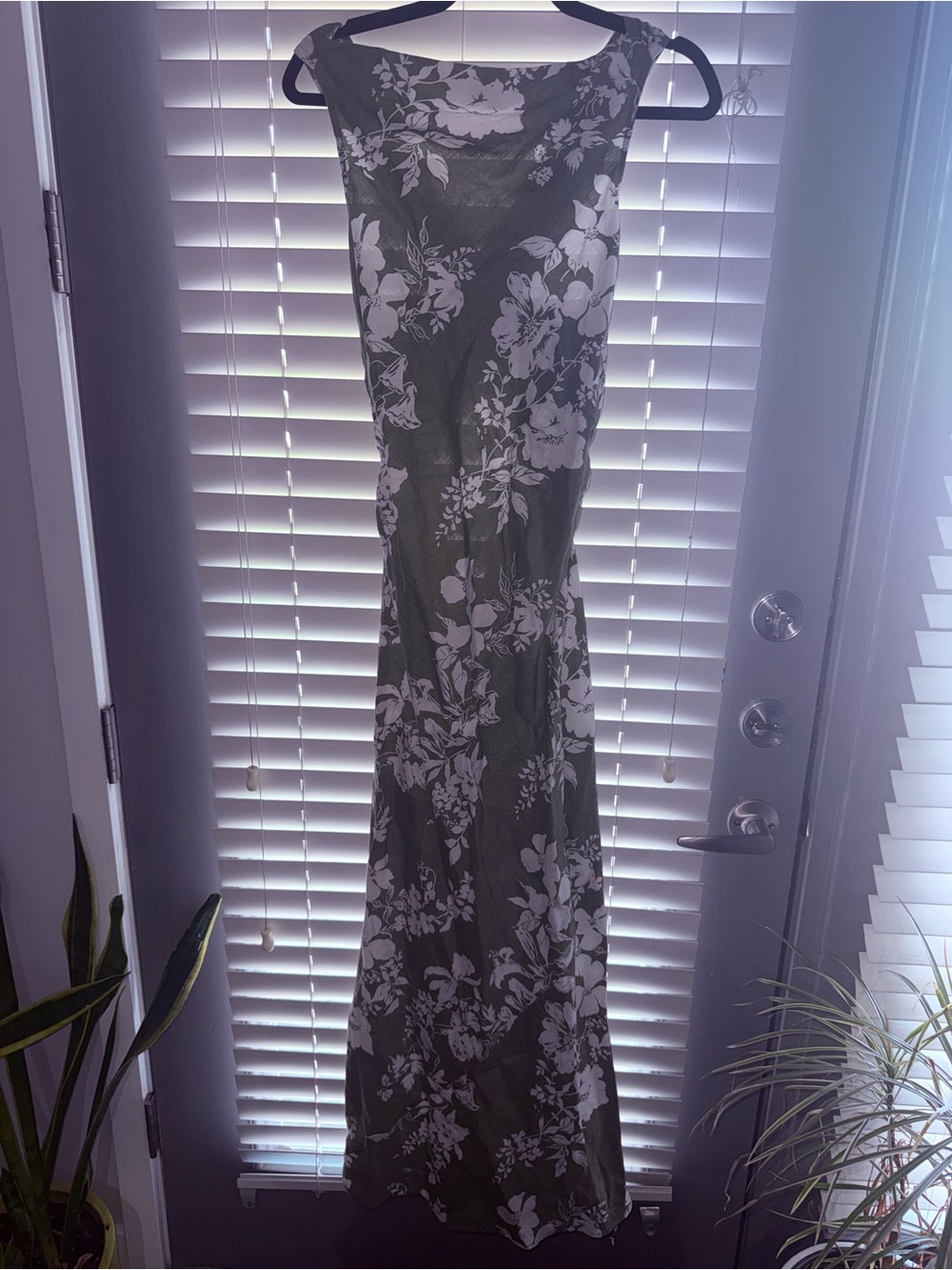 Reformation Olive Green Floral Maxi Dress